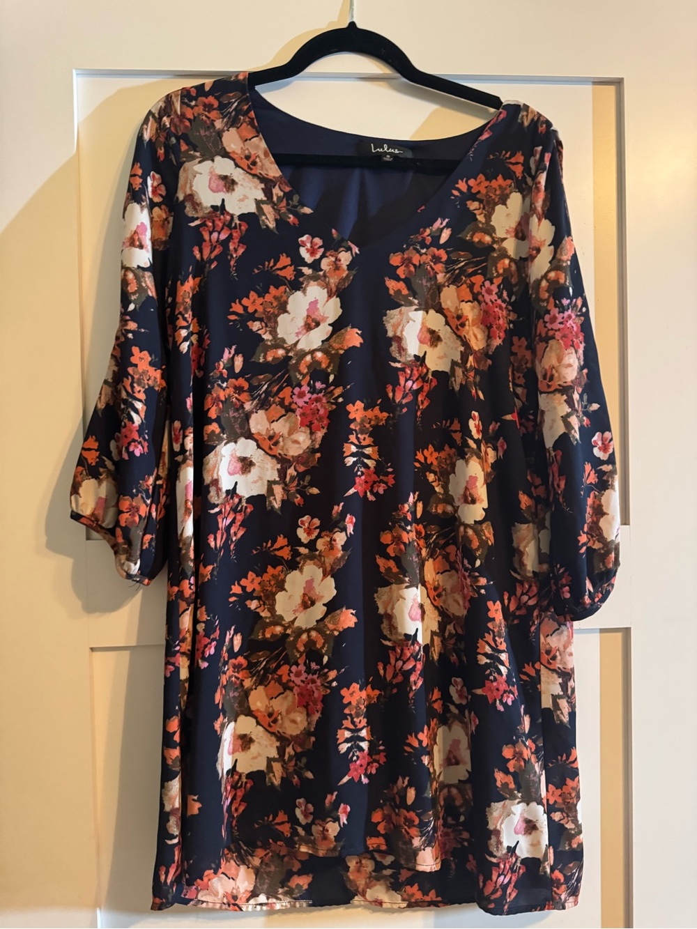 Lulus Navy Floral V-Neck Women’s Tunic Top